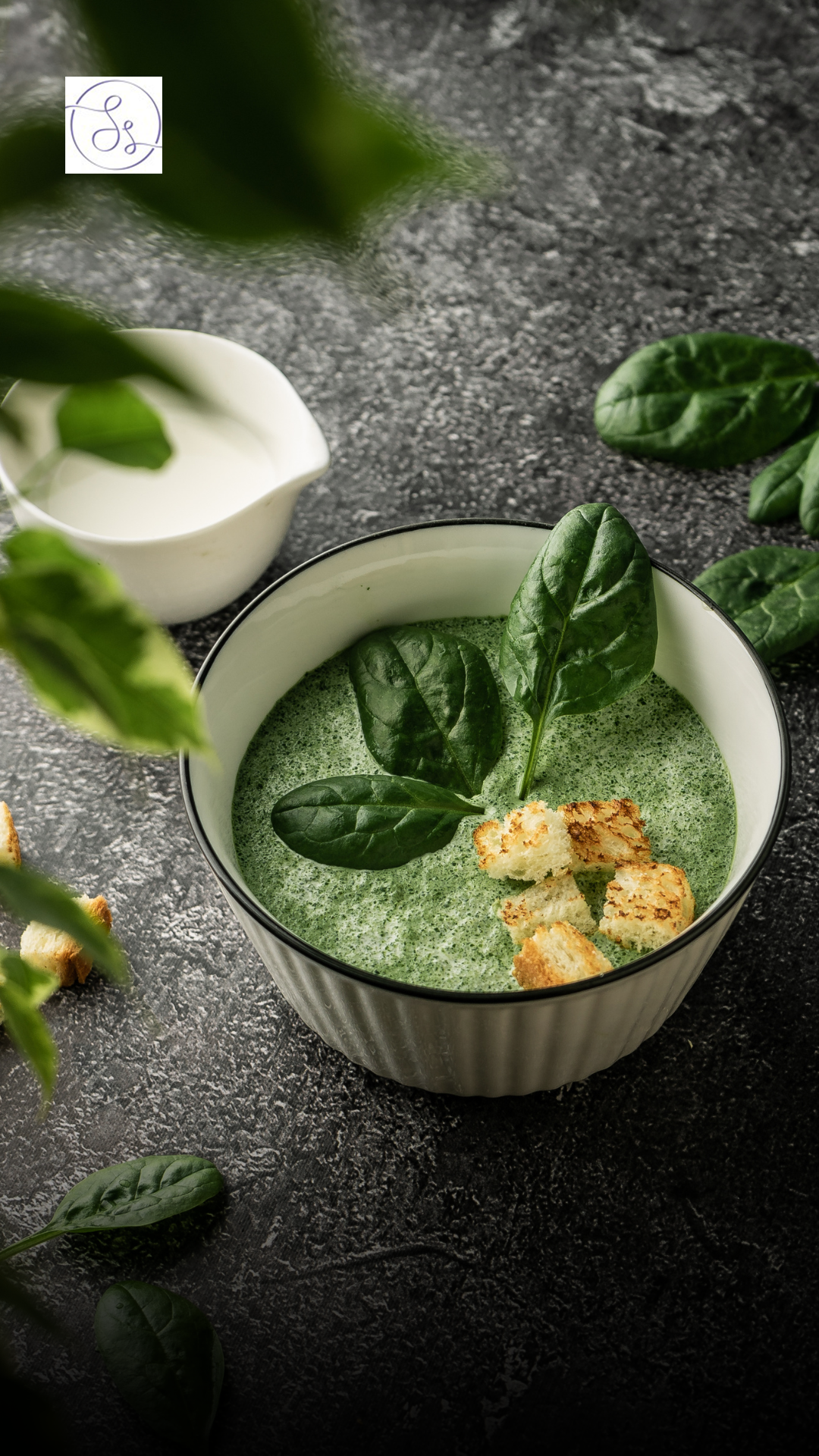 Fresh spinach leaves, a nutrient-packed dark leafy green vegetable, high in iron and vitamins